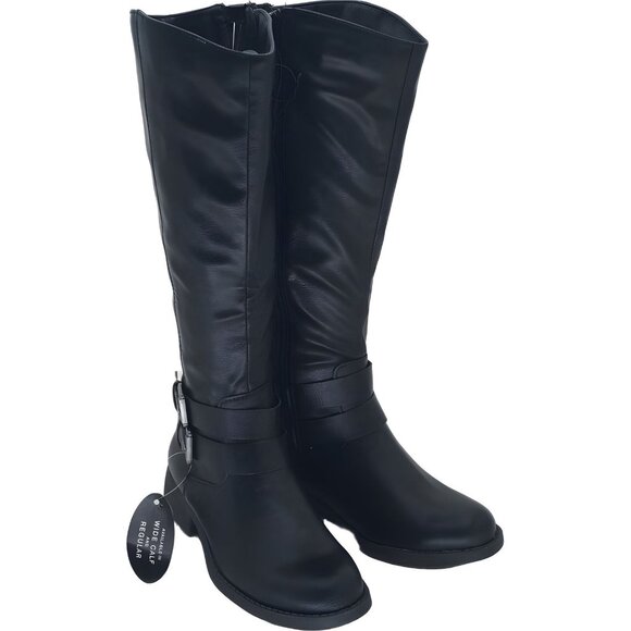 Stylish Women's Black Maliaa Riding Boots with Buckle - Size 5M - Picture 4 of 6